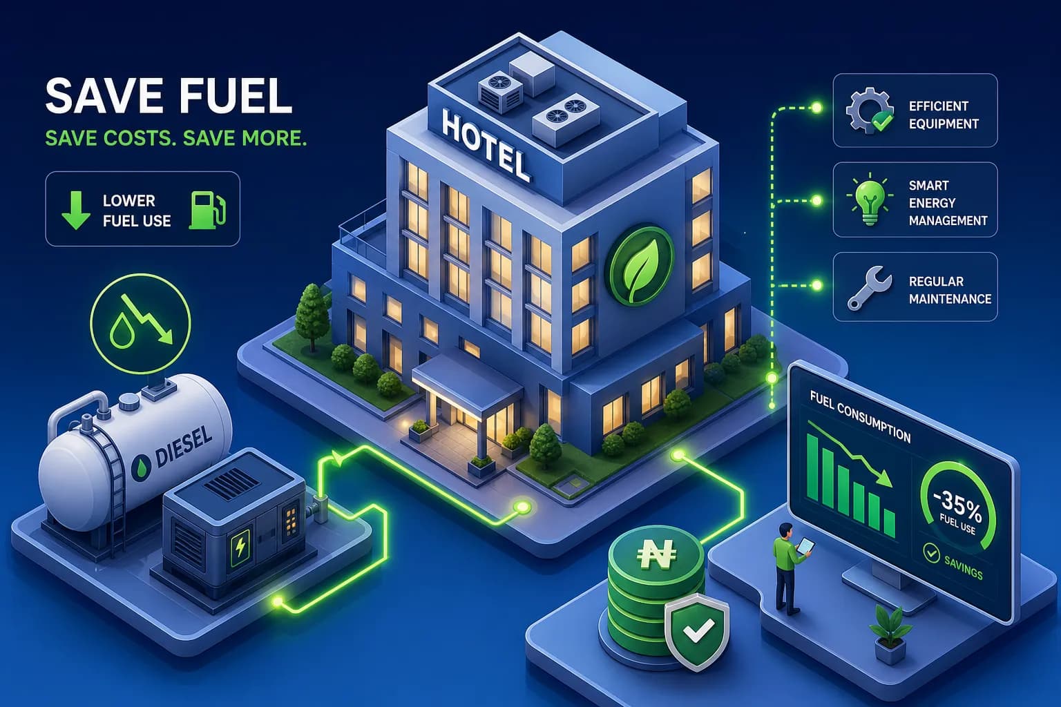 Best Ways to Cut Hotel Fuel Consumption in Nigeria