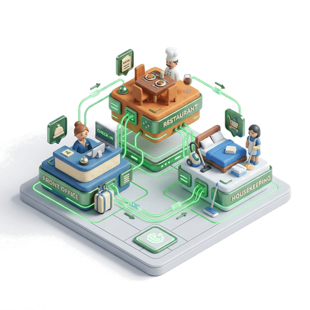3D icon representing Connected Departments